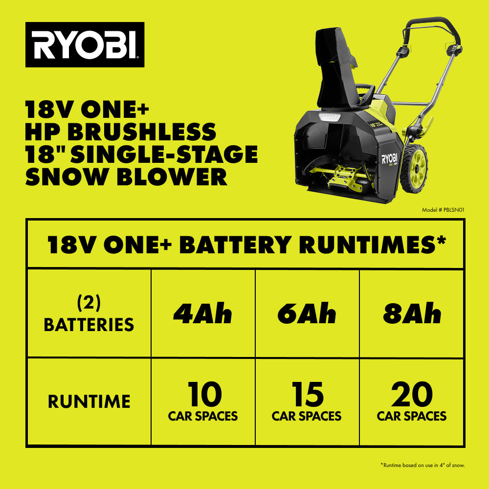 18V ONE+ HP Brushless 18" Single-Stage Snow Blower