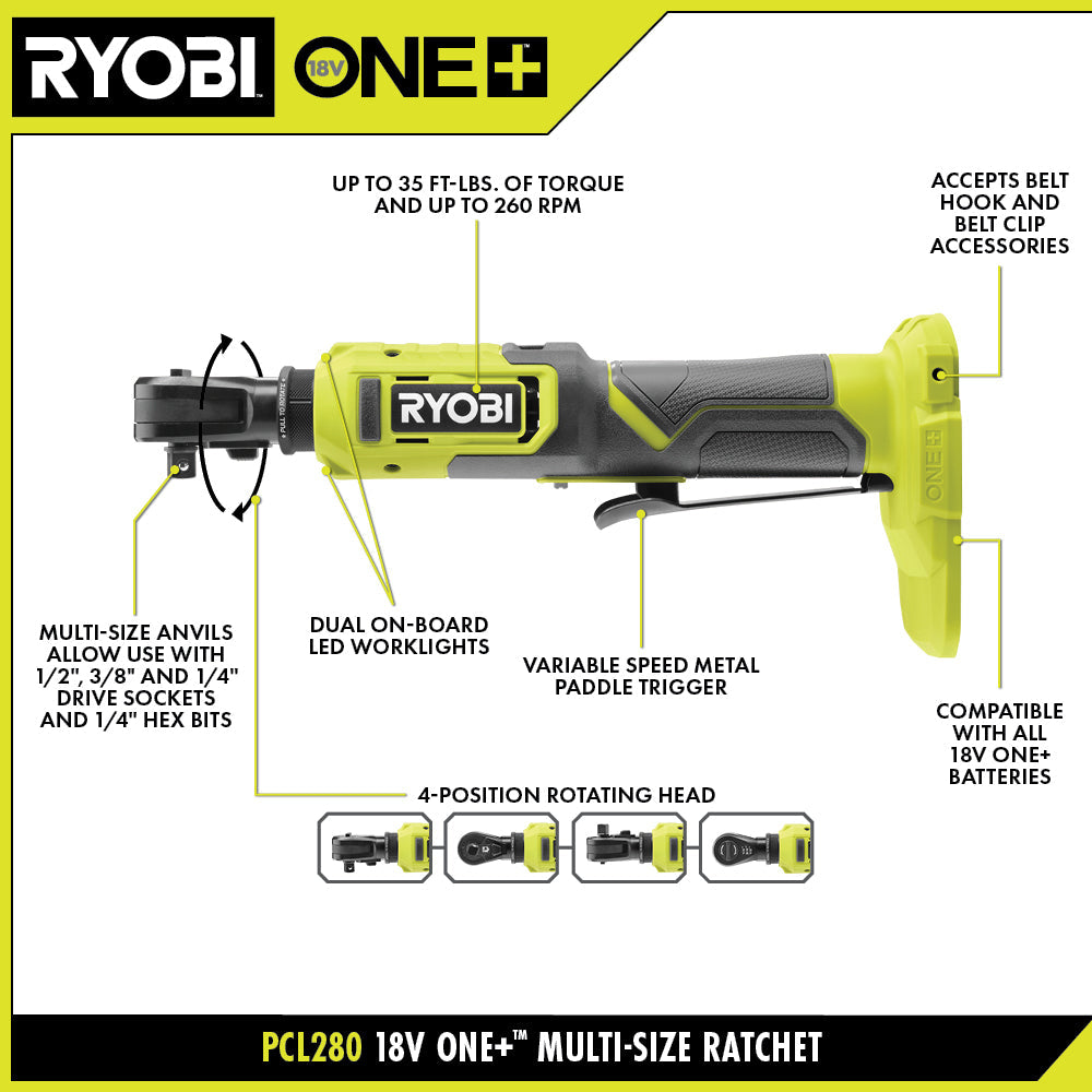 18V ONE+ MULTI-SIZE RATCHET KIT Image 2