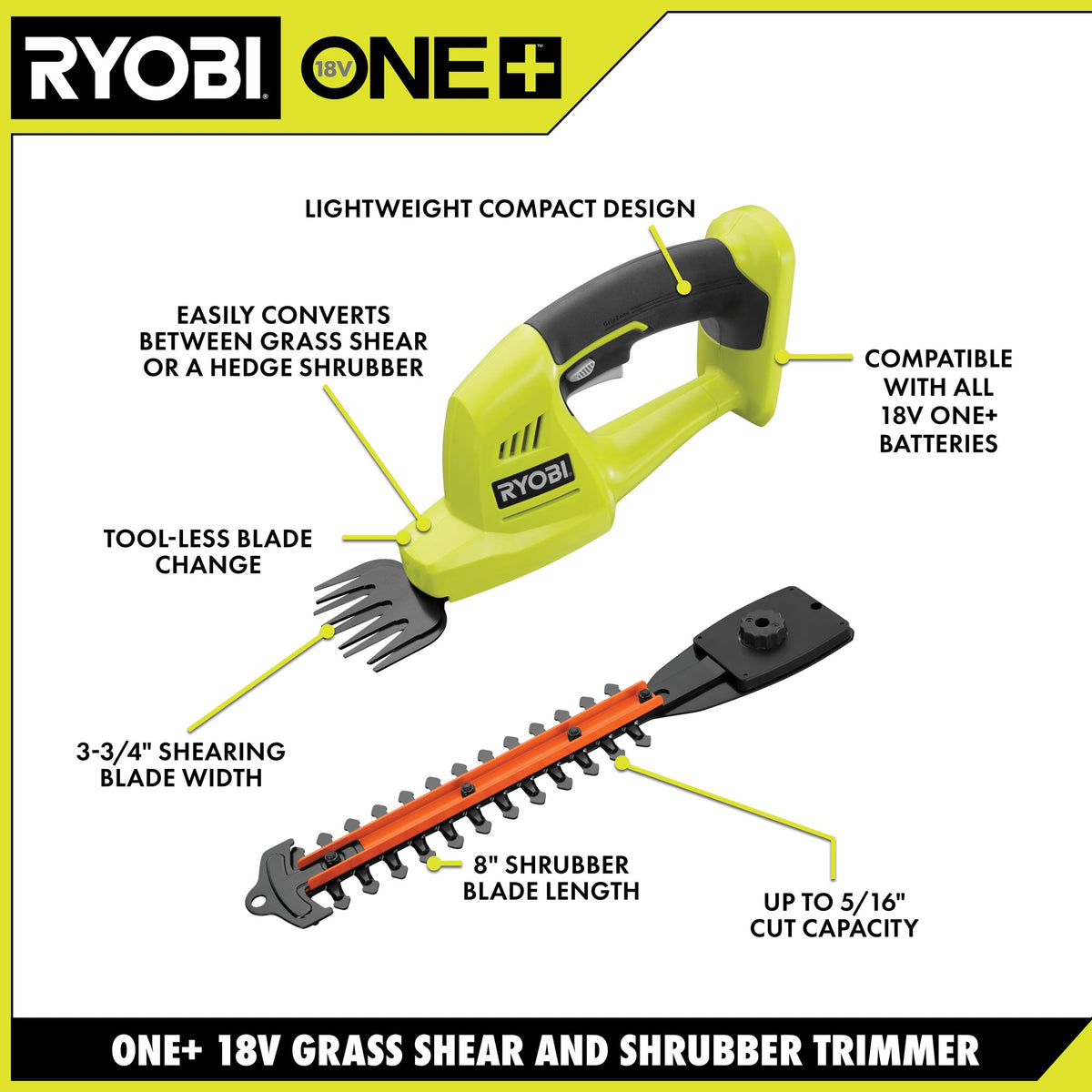 18V ONE+ SHEAR/SHRUBBER Image 2