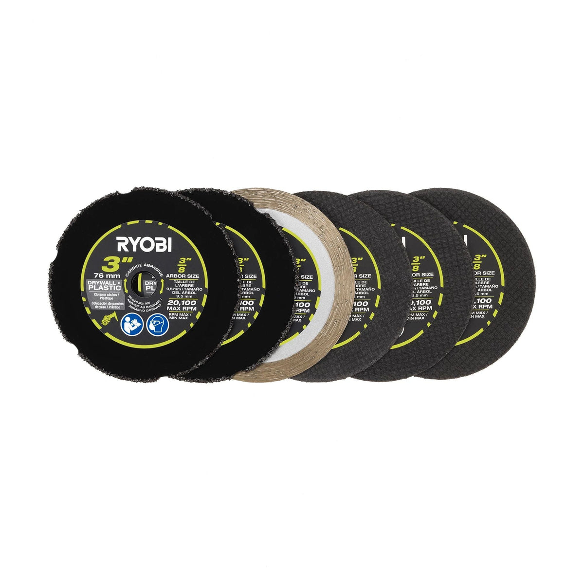 RYOBI 6 PC. 3 in. Cut-Off Wheel Set image