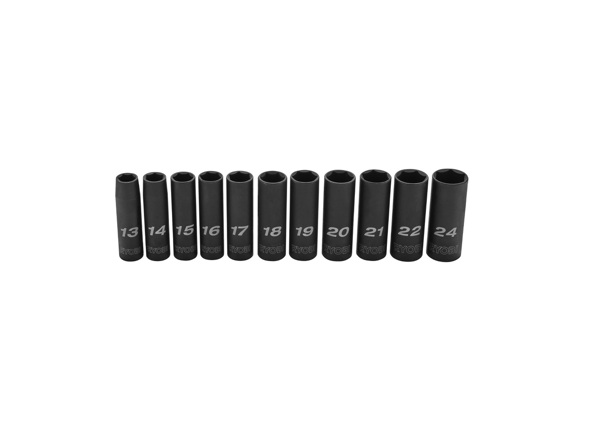 11 PC. Metric 1/2" Drive Deep Impact Socket Set image