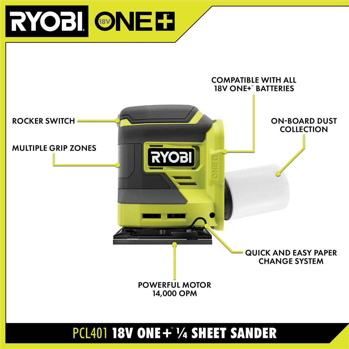 18V ONE+ 1/4 SHEET SANDER KIT Image 2