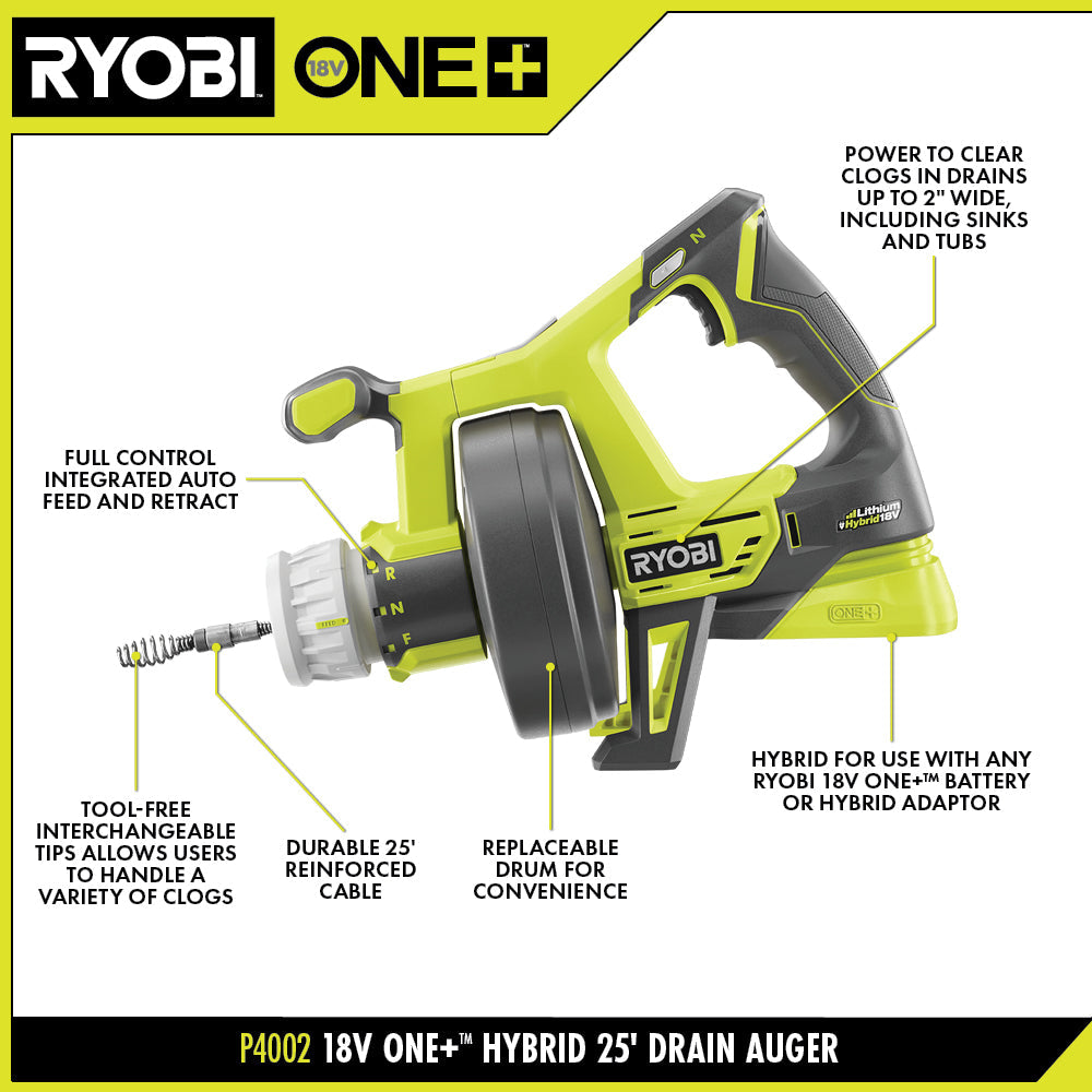 18V ONE+ Hybrid Drain Auger Image 2