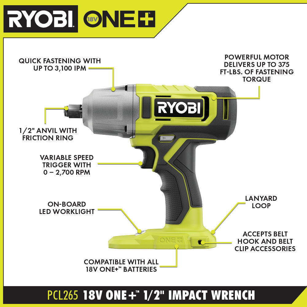 18V ONE+ 1/2" IMPACT WRENCH KIT Image 2