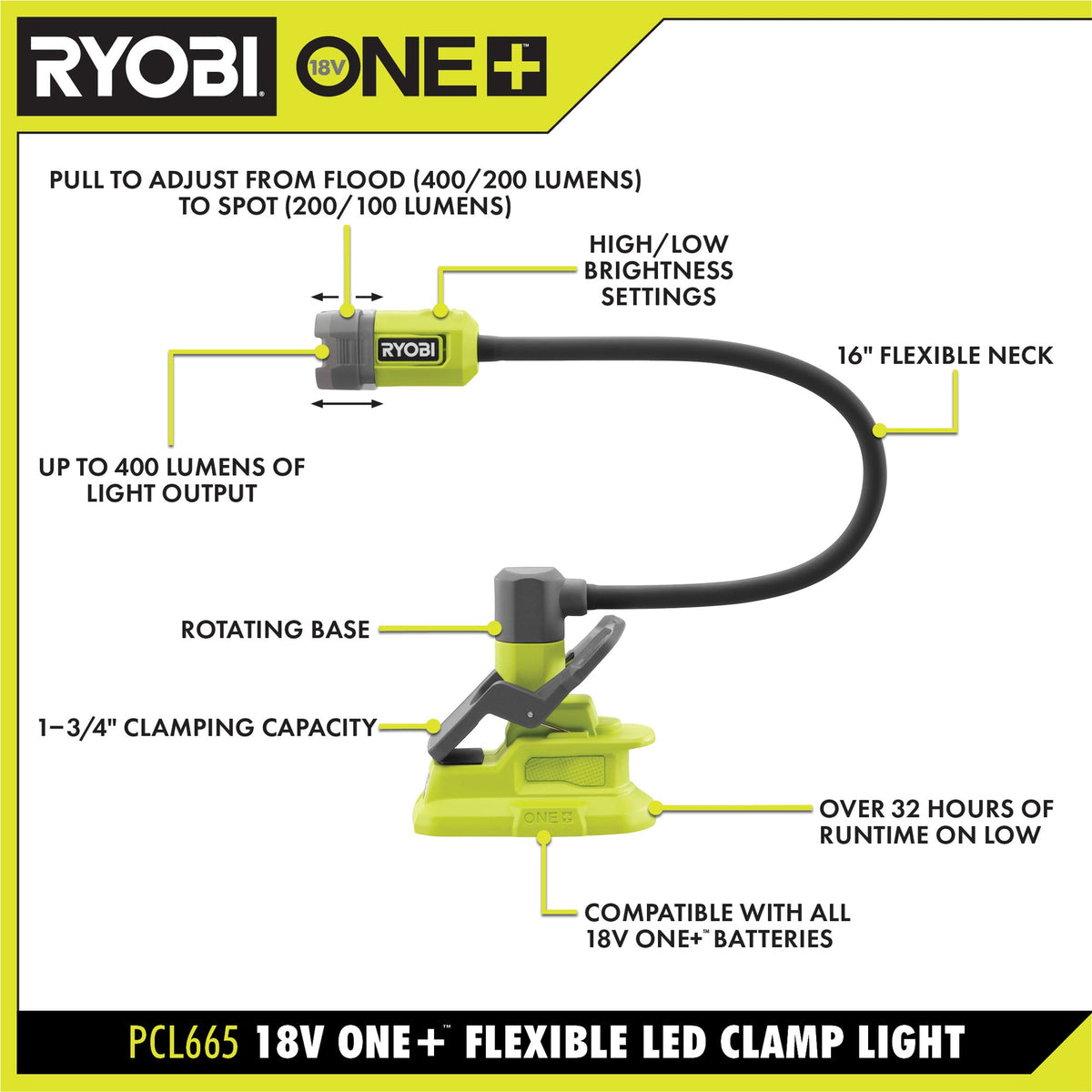 18V ONE+ FLEXIBLE LED CLAMP LIGHT KIT Image 3